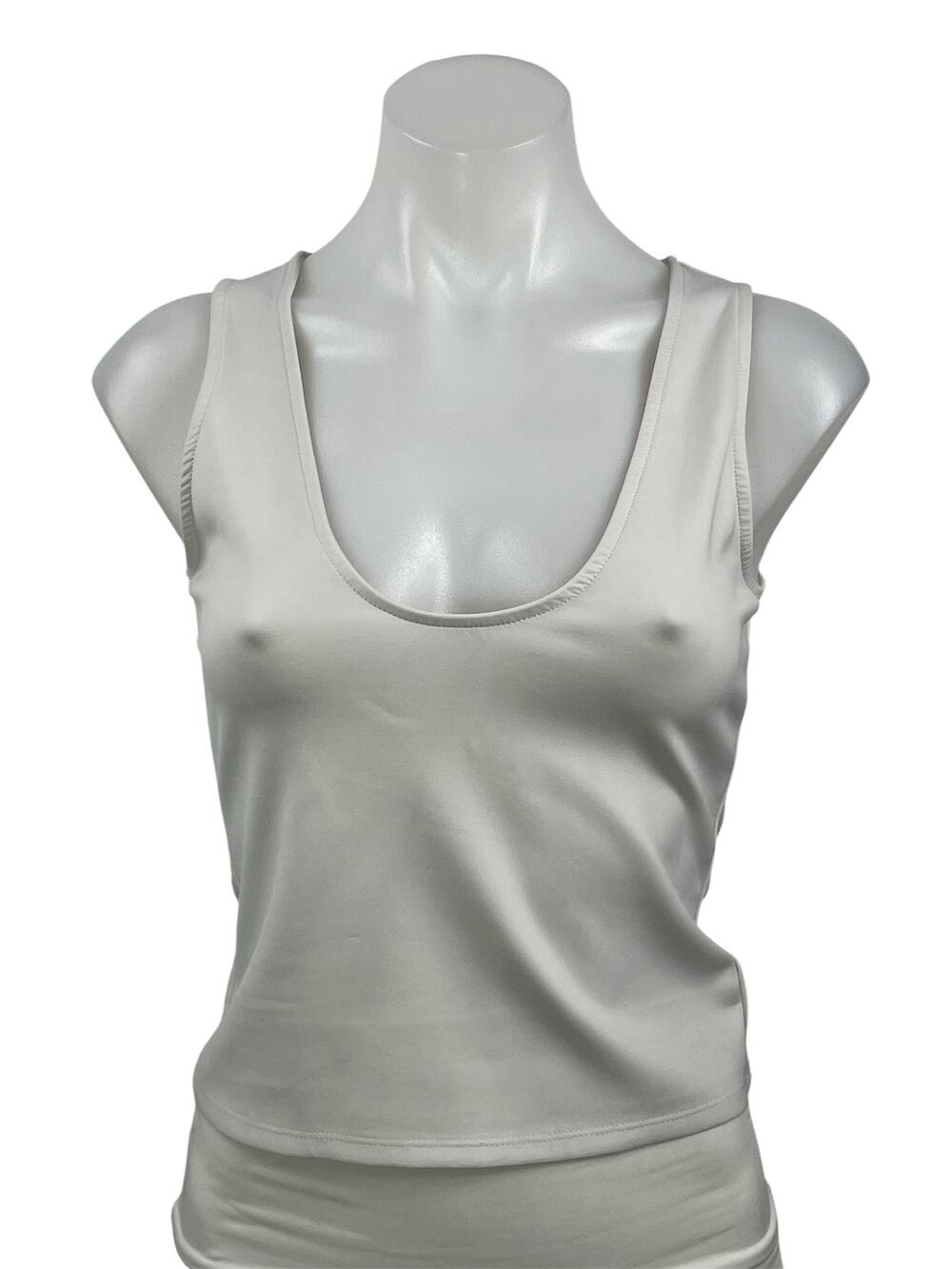 Good American Women's White Scoop Neck Sleeveless Cami Tank Crop Top Size 1